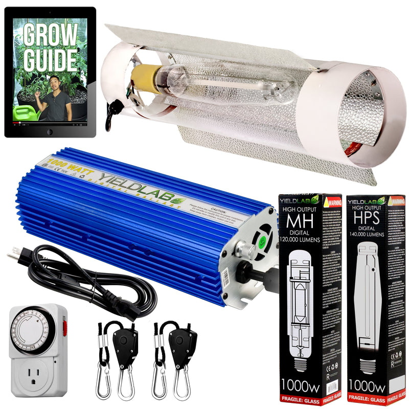 Yield Lab 1000W HPS+MH Cool Tube Reflector Grow Light Kit with all components