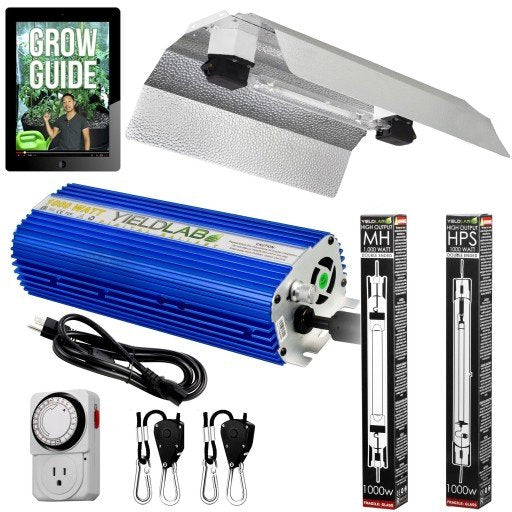 Yield Lab Pro Series 1000W HPS+MH Double Ended Wing Reflector Complete Grow Light Kit with all components