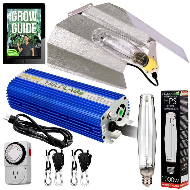 Yield Lab 1000w HPS Wing Reflector Digital Grow Light Kit with all components