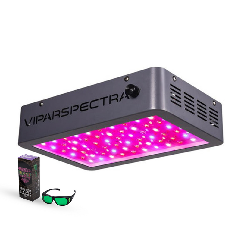 LED Grow Light Viparspectra VA600 Main with Glasses