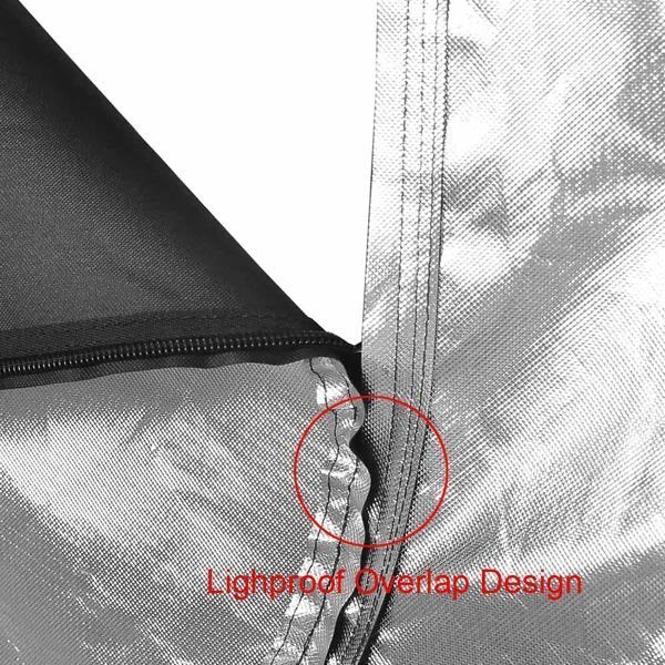 LAGarden 118" x 60" x 78" Mylar Reflective 2 Door Indoor Grow Tent zipper close up
