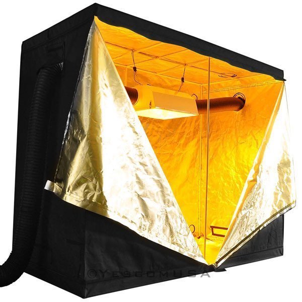 LAGarden 96" x 48" x 78" Mylar Reflective Hydroponic Indoor Grow Tent front half open