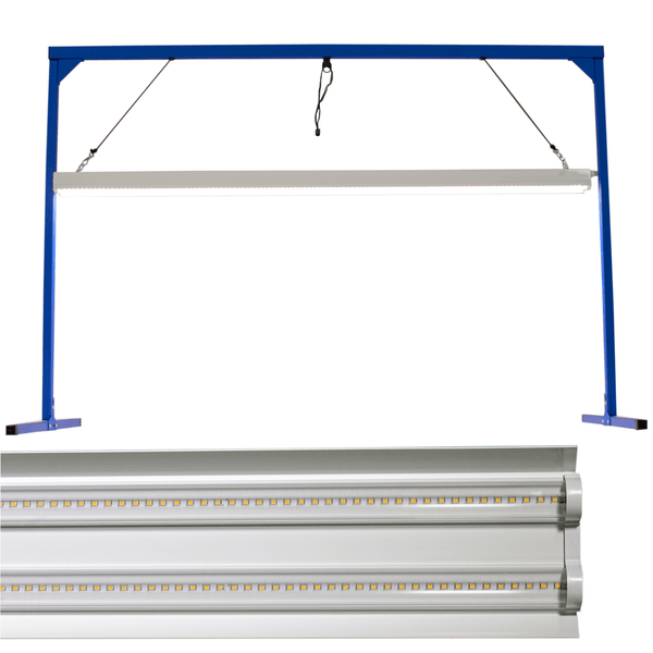 Yield Lab 40W Full Spectrum 4 Foot 2 Bulb LED Grow Light Bar with Stand close up of light