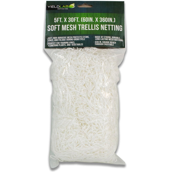 Growing Essentials Yield Lab 5ft. x 30ft (60 in x 360 in) Soft Mesh Trellis Netting in package