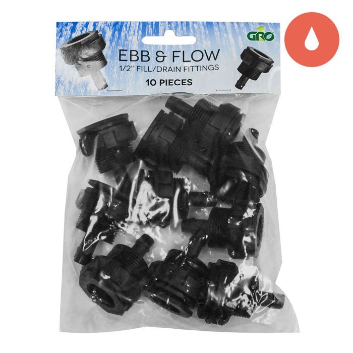 Hydroponics 1/2"" Fill/Drain Fitting (10pcs/pck) in package