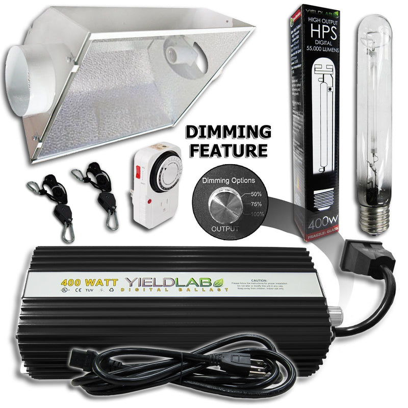 OPEN BOX - Yield Lab 400w HPS Air Cool Hood Grow Light Kit