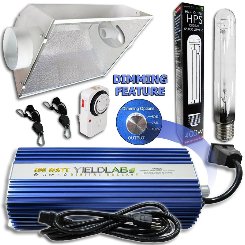 OPEN BOX - Yield Lab 400w HPS Air Cool Hood Grow Light Kit