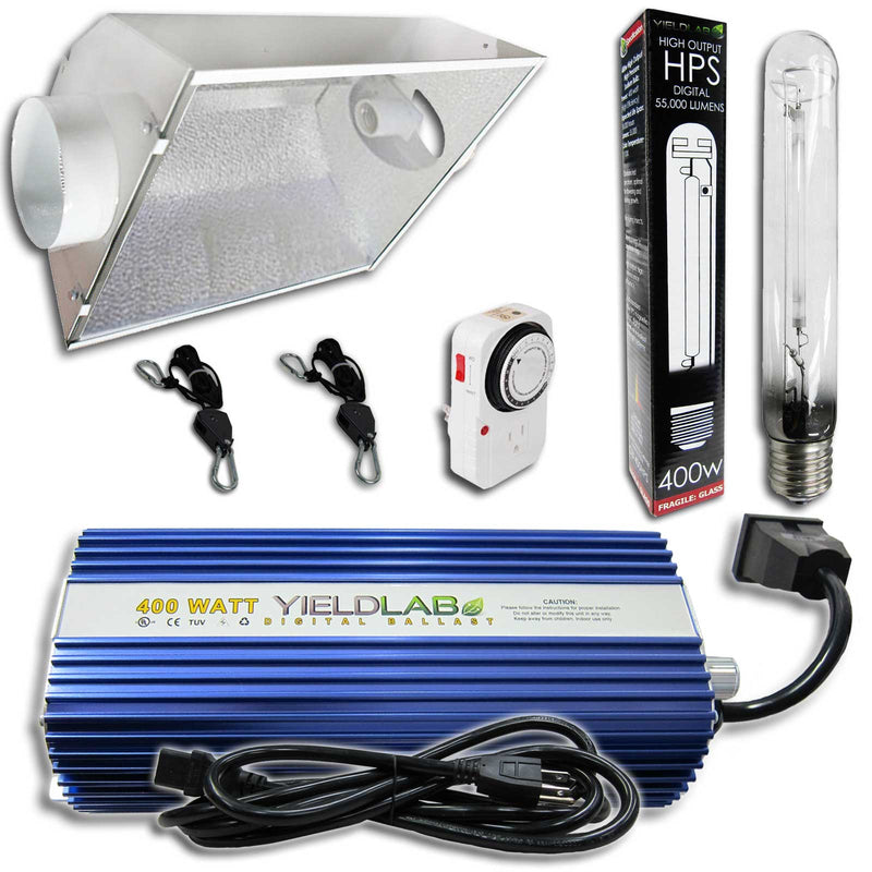 OPEN BOX - Yield Lab 400w HPS Air Cool Hood Grow Light Kit