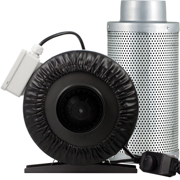 Yield Lab 4 Inch 190 CFM Charcoal Filter and Duct Fan Combo Kit close up
