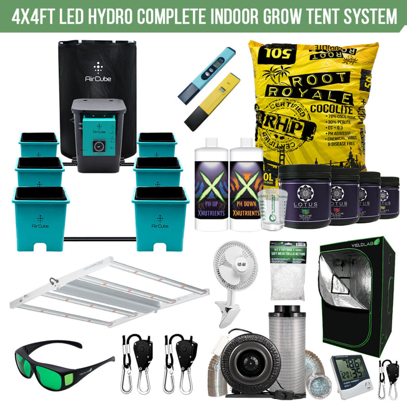 Hydroponic Grow Kit Yield Lab 4x4 LED Hydro Complete Components