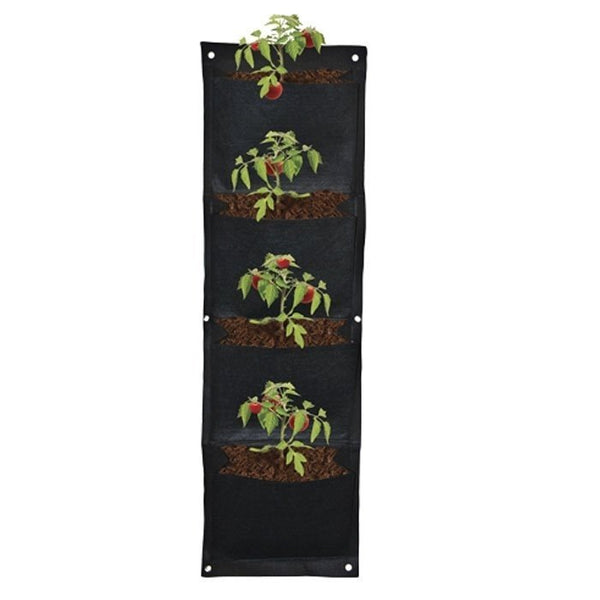 Growing Essentials 39.25"" 4-Pouch Hanging Prune Pot front profile with vegetables