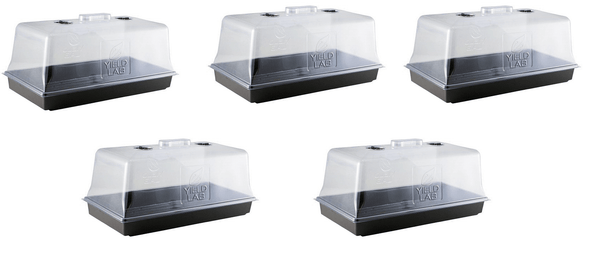 Propagation Seed and Clone Starter Tray and Dome - 5 Pack front of all trays and domes