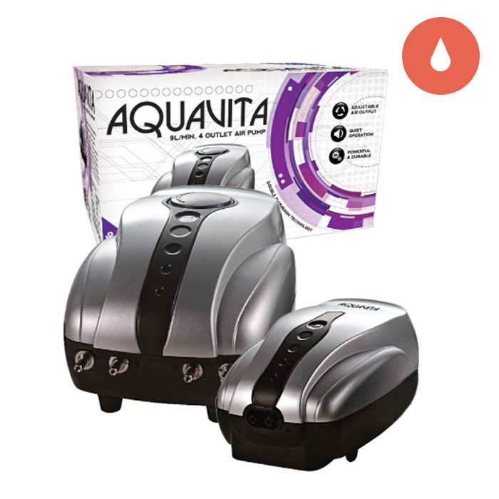 Hydroponics AquaVita™ 3L/Min Air Pump (2 outlet) front with box