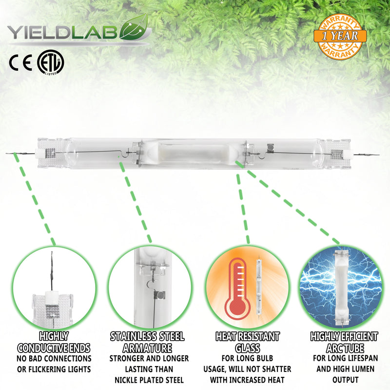 Yield Lab Double Ended 600w MH Grow Light Bulb features