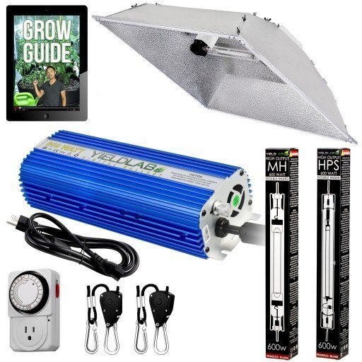Yield Lab Pro Series 600W HPS+MH XXL Hood Double Ended Complete Grow Light Kit with all components
