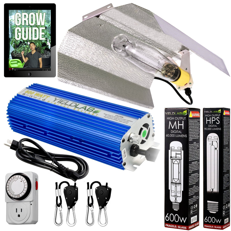 Yield Lab 600W HPS+MH Wing Reflector Digital Grow Light Kit with all components