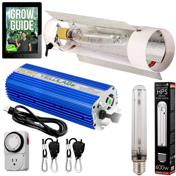 Yield Lab 600w HPS Air Cool Tube Digital Dimming Grow Light Kit with all components