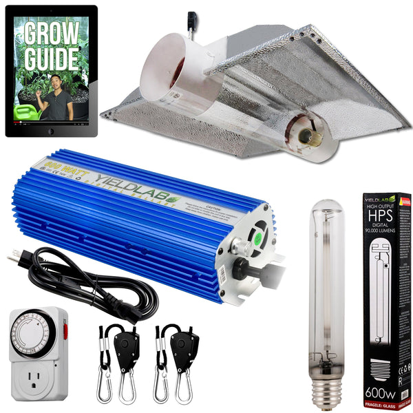 Yield Lab 600w HPS Cool Tube Hood Reflector Grow Light Kit