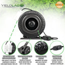 Climate Control Yield Lab 6 inch 440 CFM Duct Inline Fan with 6" Carbon Filter Ducting and Clamps features