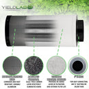 Climate Control Yield Lab 6 inch 440 CFM Duct Inline Fan with 6" Carbon Filter Ducting and Clamps filter features