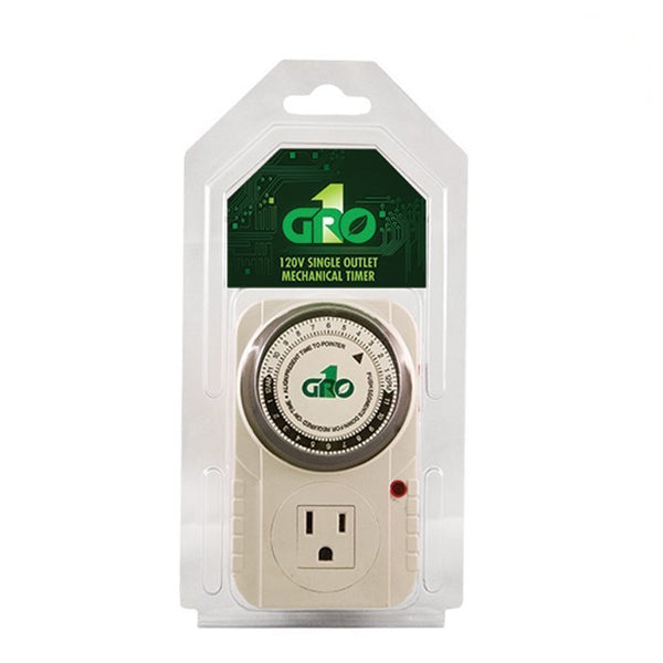Growing Essentials 120V Single Outlet Mechanical Timer in packaging