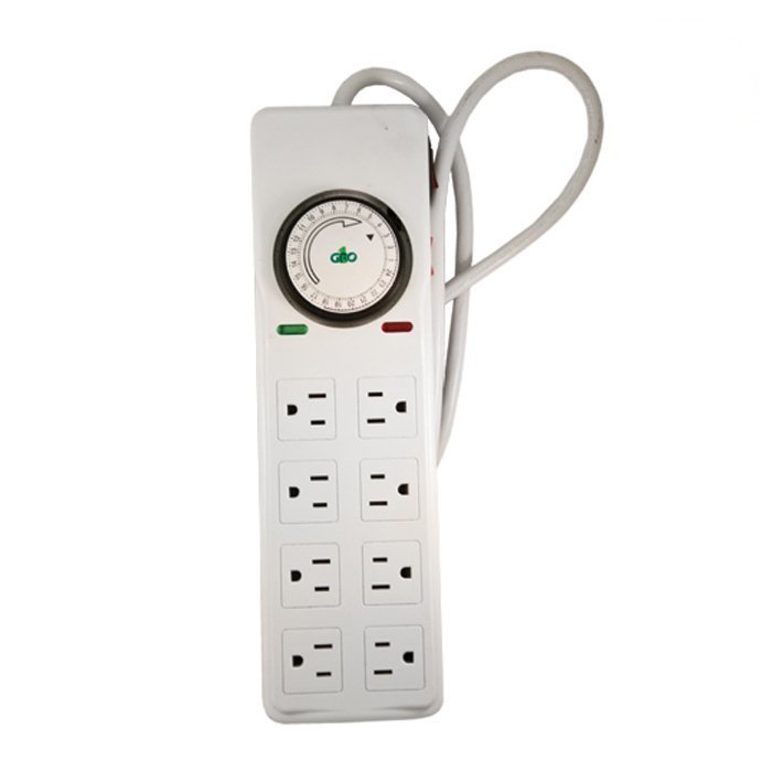 Growing Essentials 120V 8-Way Power Strip w/ Timer top view
