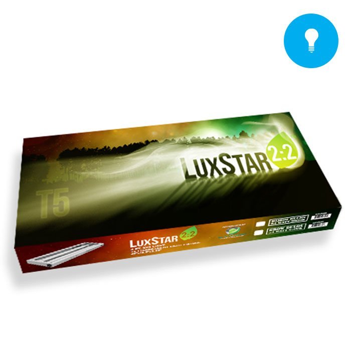 LuxStar T5 2' x 2 Bulb Fixture w/ Grow Bulbs box