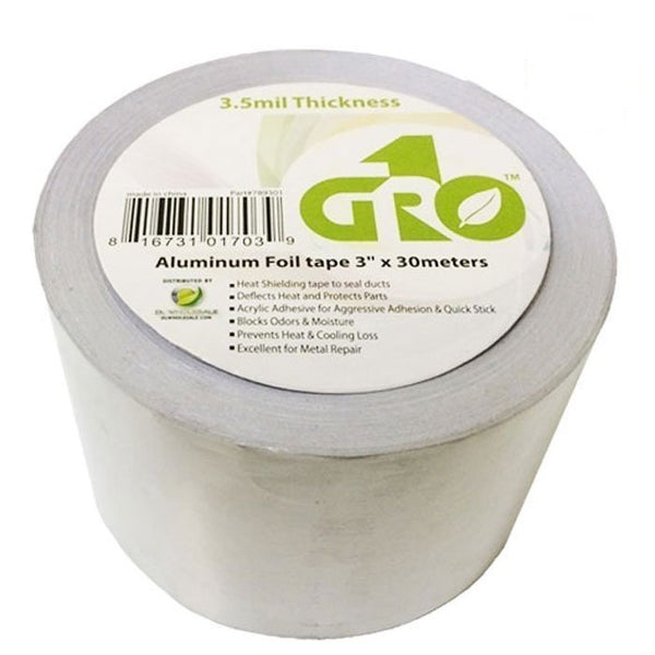 Growing Essentials Aluminum Foil Tape 3" x 30m top view with label
