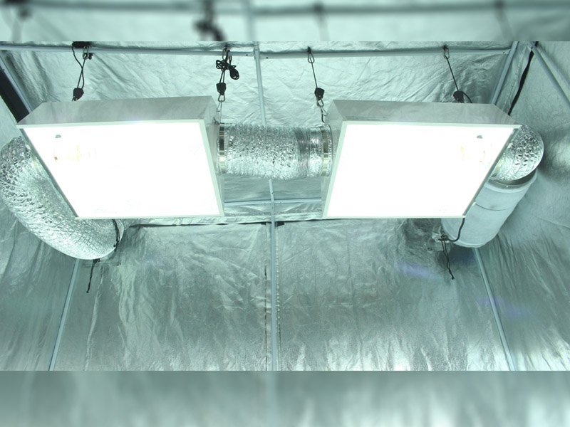 6.5x6.5ft HID Soil Complete Indoor Grow Tent System lights and filter installed