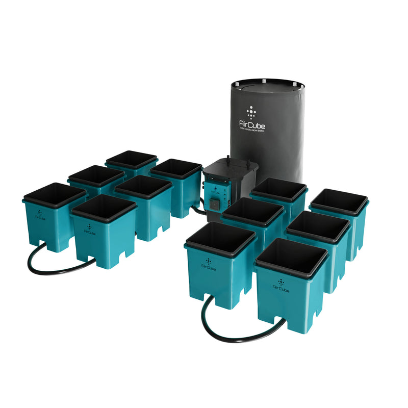 Ebb and Flow Hydroponic AirCube Active Oxygen 12 Site Grow System 12 AirCube Buckets - Angled Overview