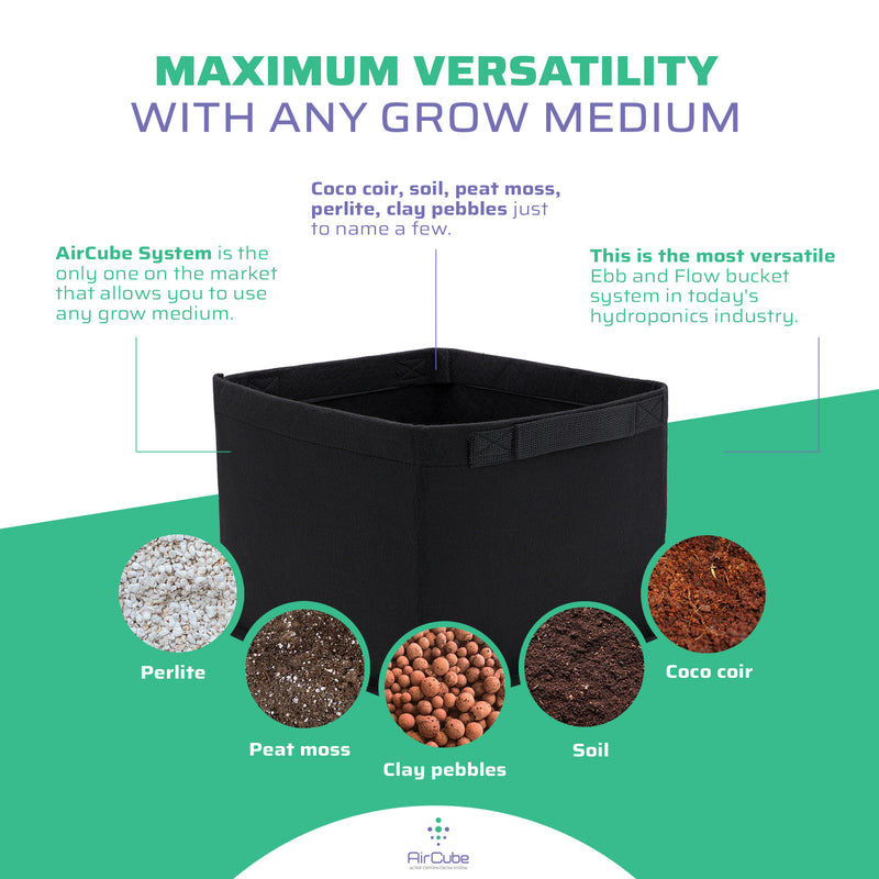 Ebb and Flow Hydroponic AirCube Active Oxygen 24 Site Grow System Fabric Pot Grow Mediums
