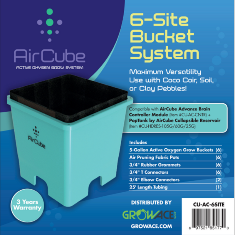 Ebb and Flow Hydroponic AirCube Active Oxygen 6 Site Grow System Contains