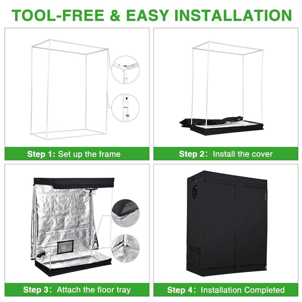 grow tent assembly instructions LAGarden 48" x 24" x 60" Mylar Reflective Hydroponic Indoor Grow Tent