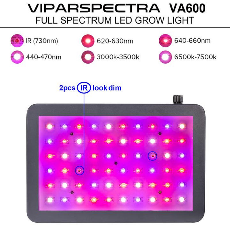 LED Grow Light Viparspectra VA600 Spectrum