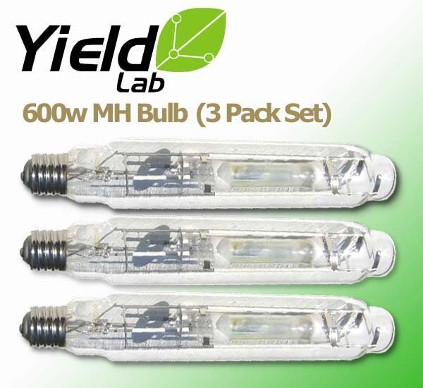 Grow Lights Yield Lab MH 600w Lamp HID Bulb (3 Pack) laying flat