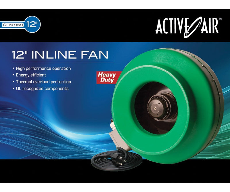 Climate Control Active Air 12" Inline Duct Fan, 969 CFM features