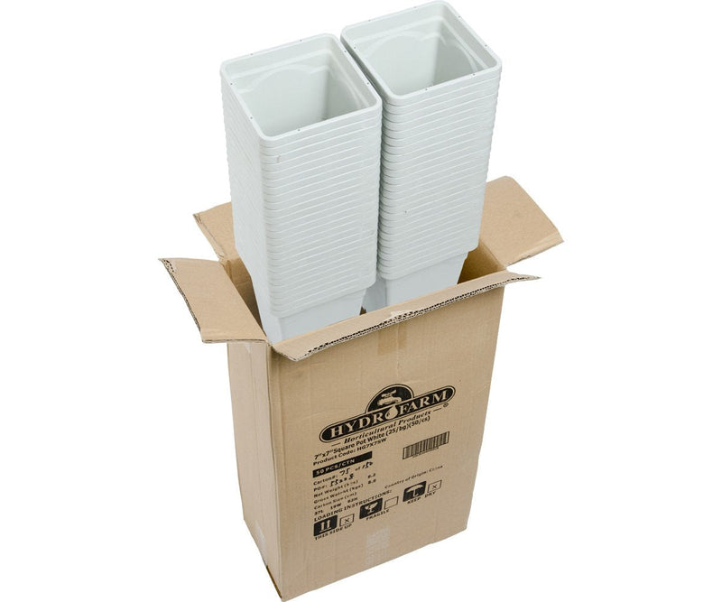 Growing Essentials Active Aqua 7" x 7" Square White Pot, 9" Tall, case of 50 in box