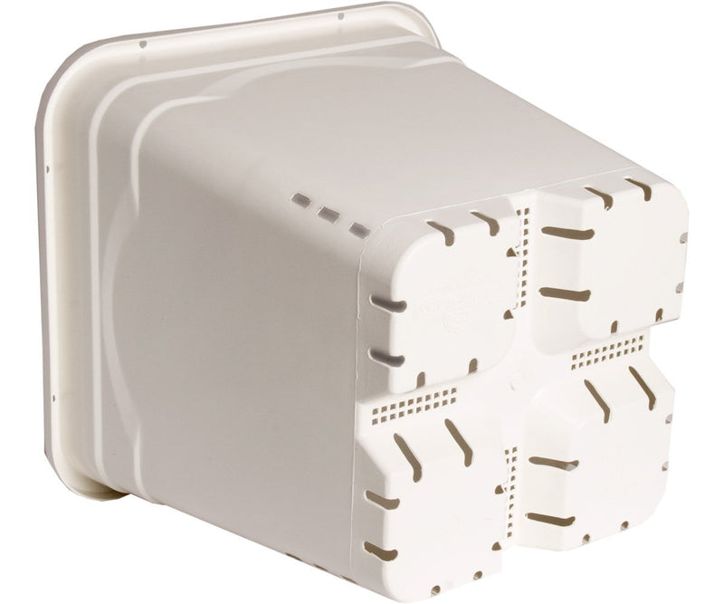 Growing Essentials Active Aqua 7" x 7" Square White Pot, 9" Tall, case of 50 bottom