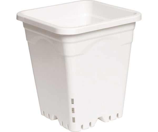 Growing Essentials Active Aqua 9" x 9" Square White Pot, 10" Tall, case of 24 side