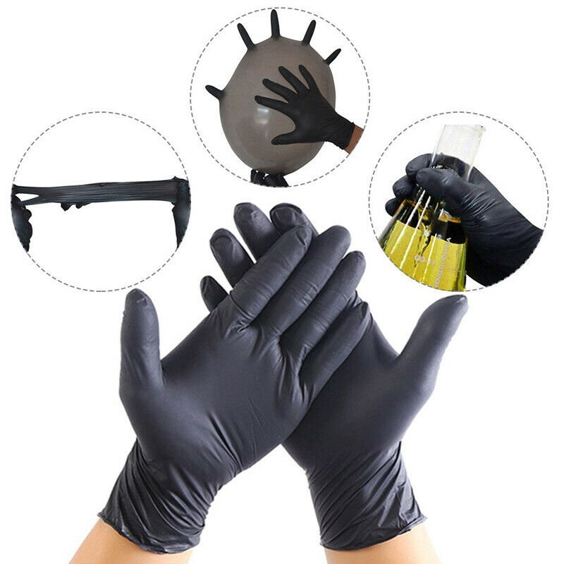 100 Pack Black Nitrile Gloves features