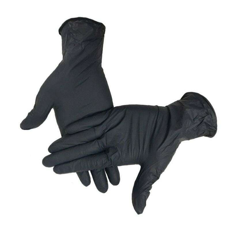 100 Pack Black Nitrile Gloves top view
