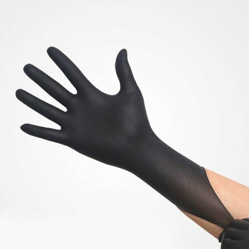 100 Pack Blue Nitrile Gloves putting on hands