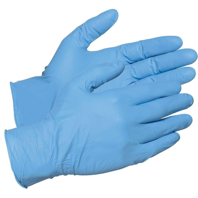100 Pack Blue Nitrile Gloves side by side