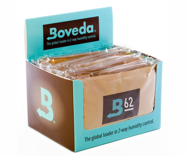 Climate Control Boveda 62% RH 2-Way Humidity Control, Large 67 gram, 12 Pack display packaging