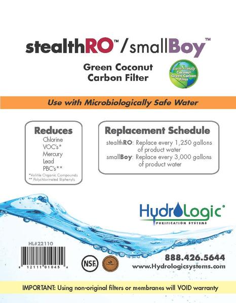 Growing Essentials Hydrologic Green Carbon Filter for stealthRO Reverse Osmosis