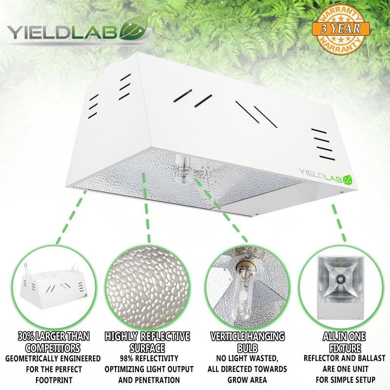 Yield Lab Professional Series 120/220v 315w All-In-One Hood CMH Complete Grow Light Kit features