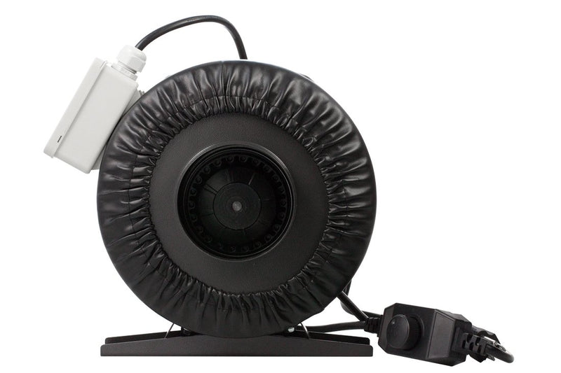 Yield Lab 4 Inch 190 CFM Air Duct Fan Vent System with Built-In Fan Speed Controller front of fan