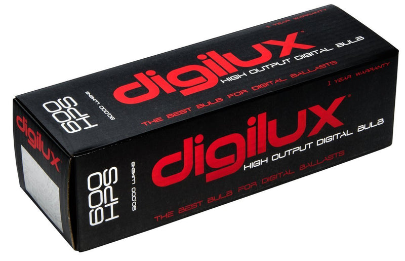 Grow Lights Digilux Digital High Pressure Sodium (HPS) Lamp, 600W, 2000K box close up