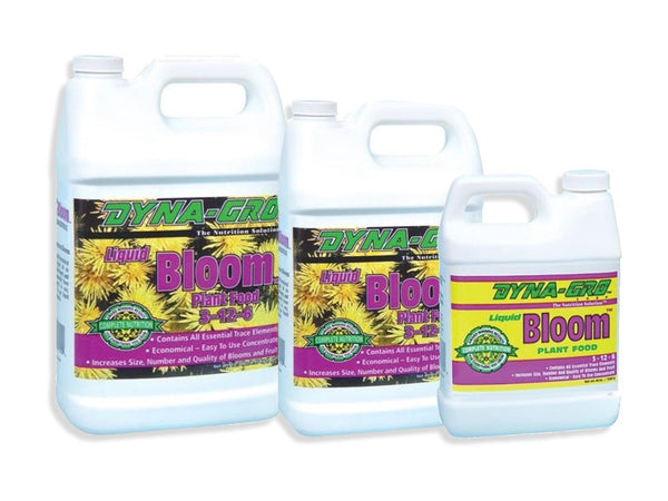 Nutrients Dyna-Gro Bloom 3-12-6 front of bottles