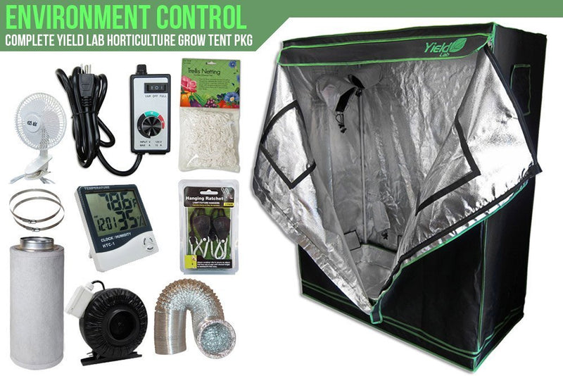 Yield Lab 2x4 Ft S450 Full Spectrum LED Soil Indoor Greenhouse Complete Grow Tent kit